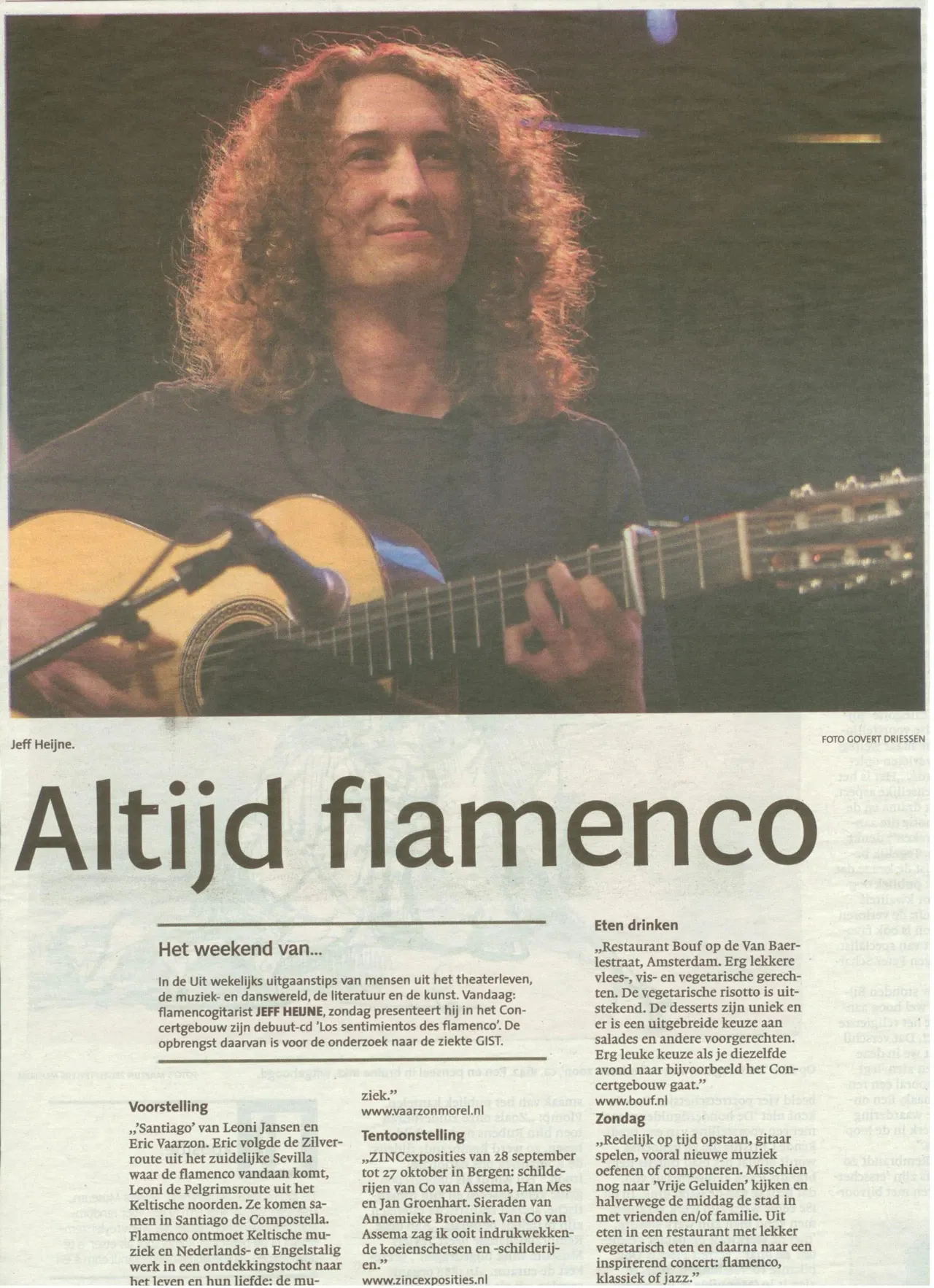 Krantenartikel uit het Noordhollands Dagblad: Altijd flamenco