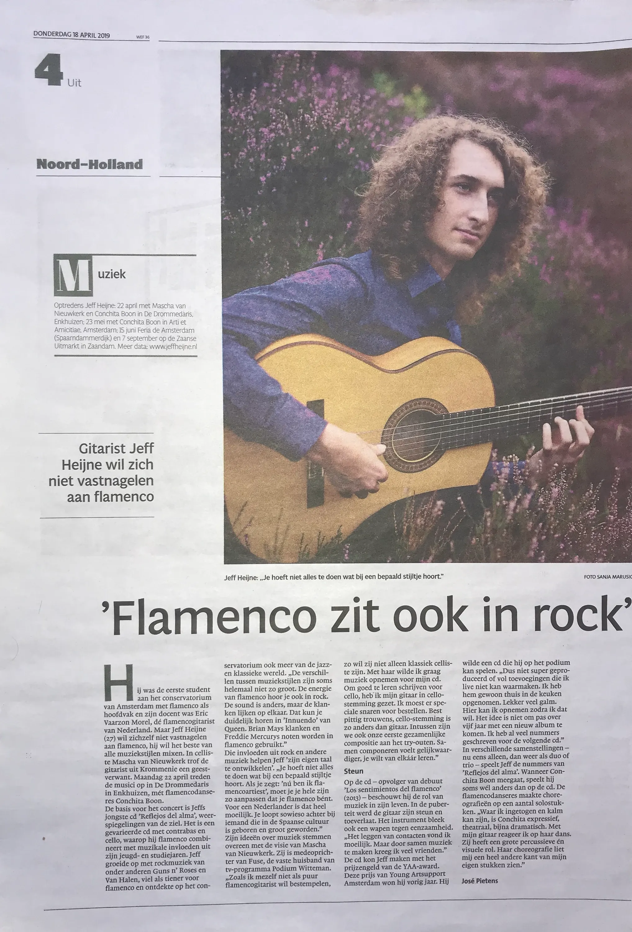 Krantenartikel uit het Noordhollands Dagblad: Flamenco zit ook in rock