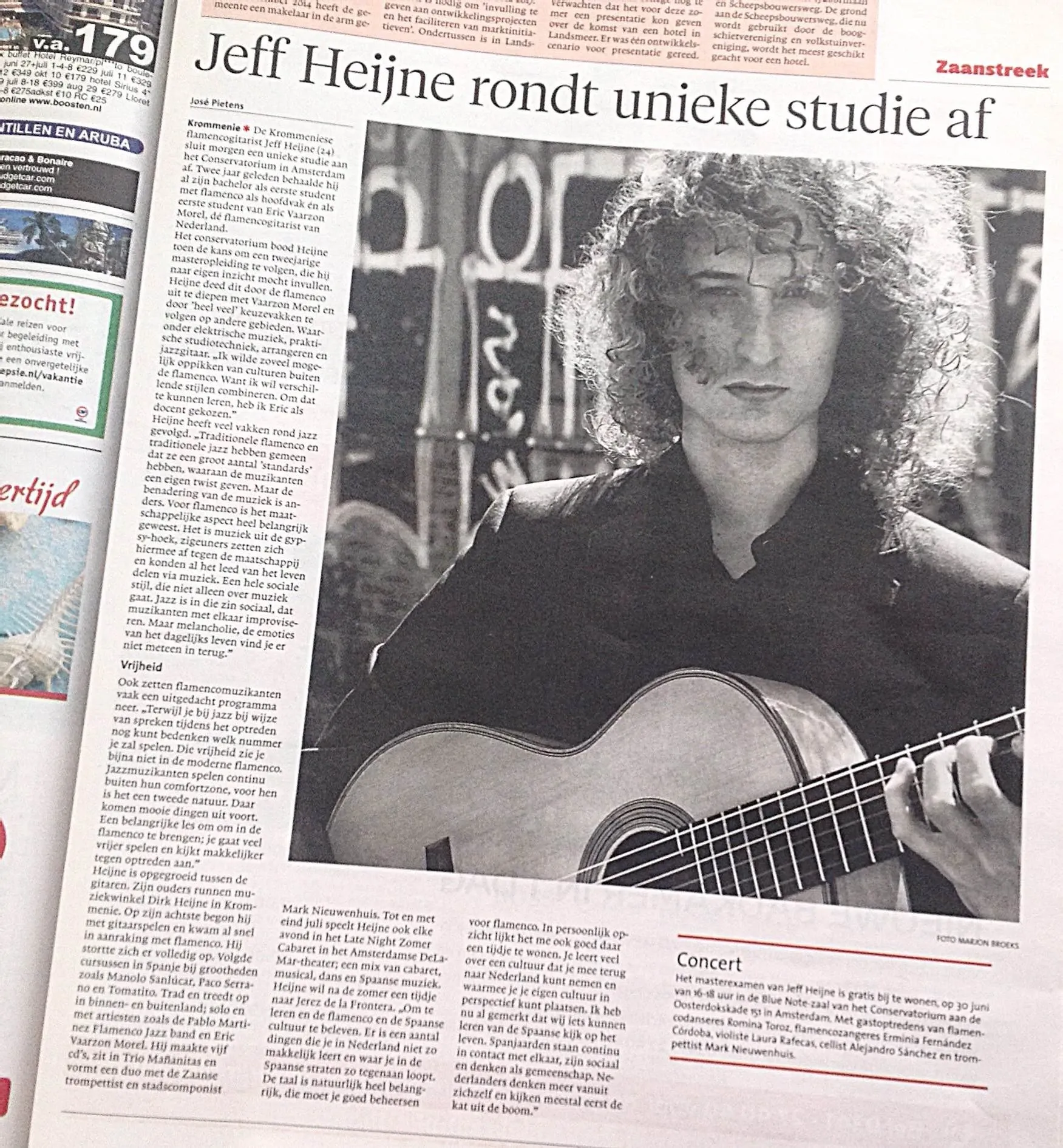 Krantenartikel uit het Noordhollands Dagblad: Jeff Heijne rondt unieke studie af